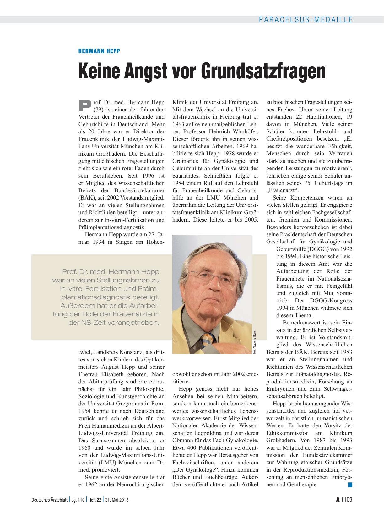 Vorschauseite 1: Hermann Hepp: Keine Angst vor Grundsatzfragen