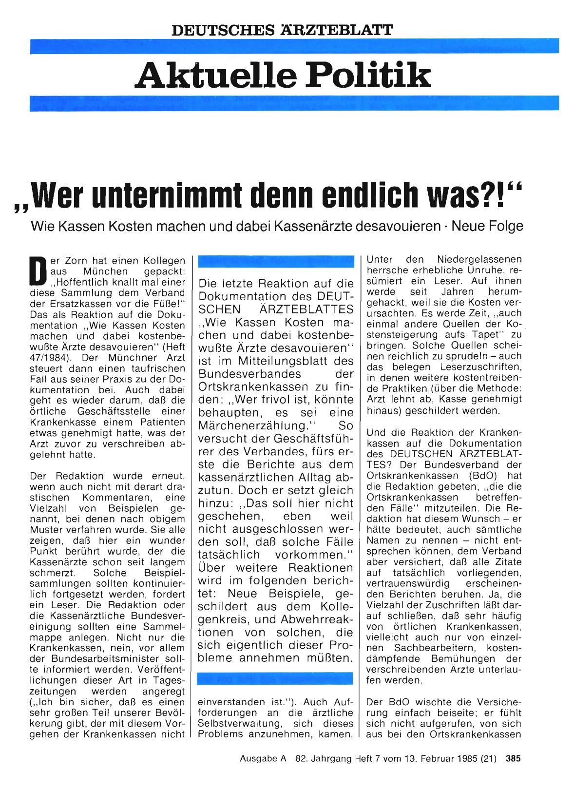 Vorschauseite 1: „Wer unternimmt denn endlich was? !„ Wie Kassen Kosten machen und dabei Kassenärzte desavouieren - Neue Folge