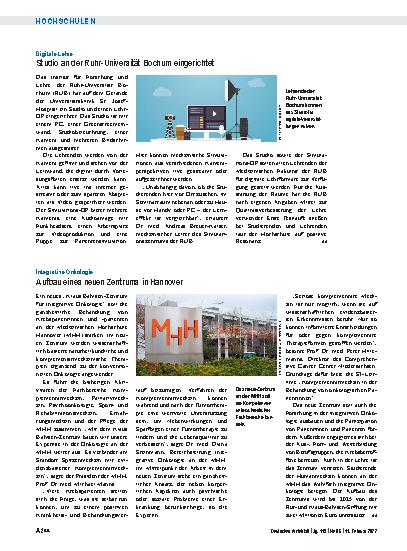 Vorschauseite 1: Integrative Onkologie: Aufbau eines neuen Zentrums in Hannover