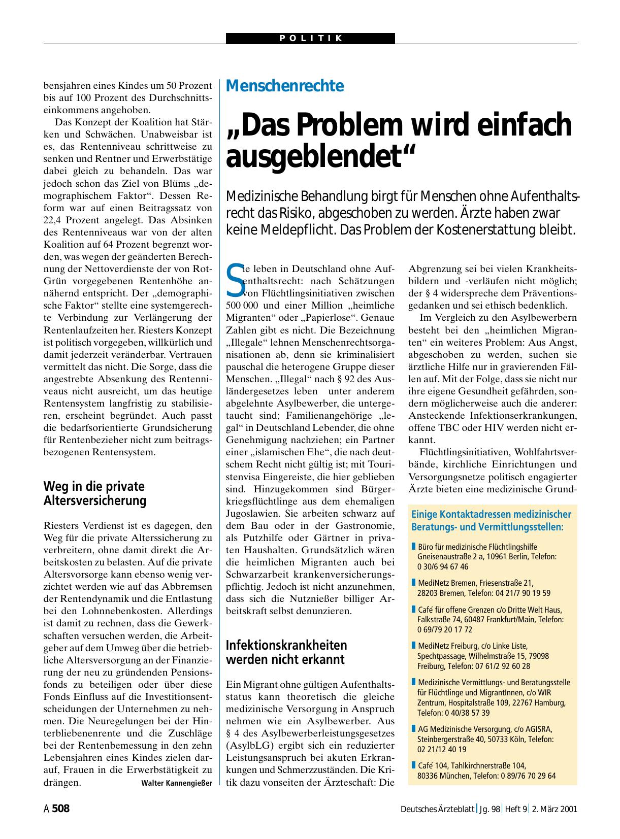 Vorschauseite 1: Menschenrechte: „Das Problem wird einfach ausgeblendet“