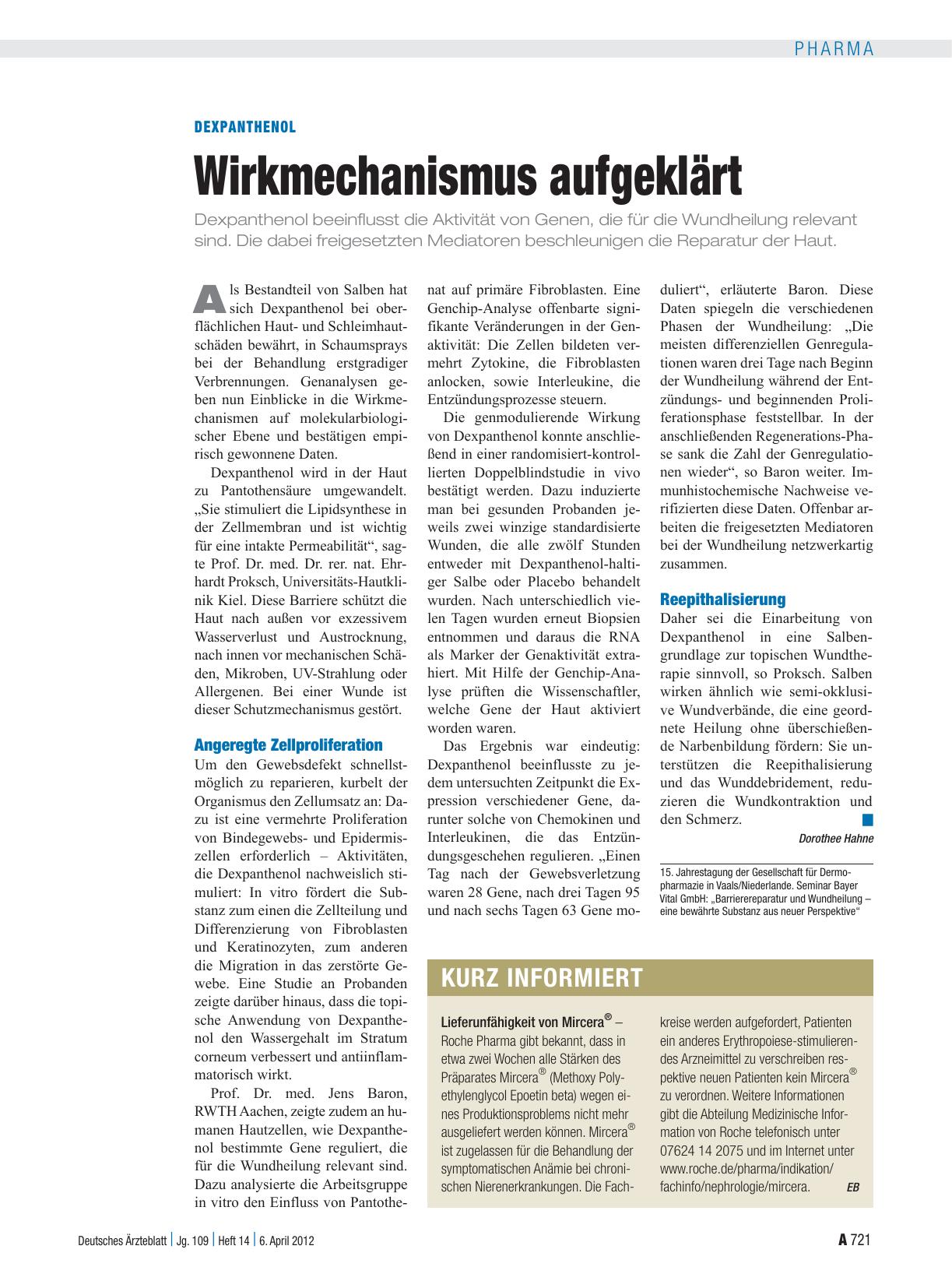 Vorschauseite 1: Dexpanthenol: Wirkmechanismus aufgeklärt