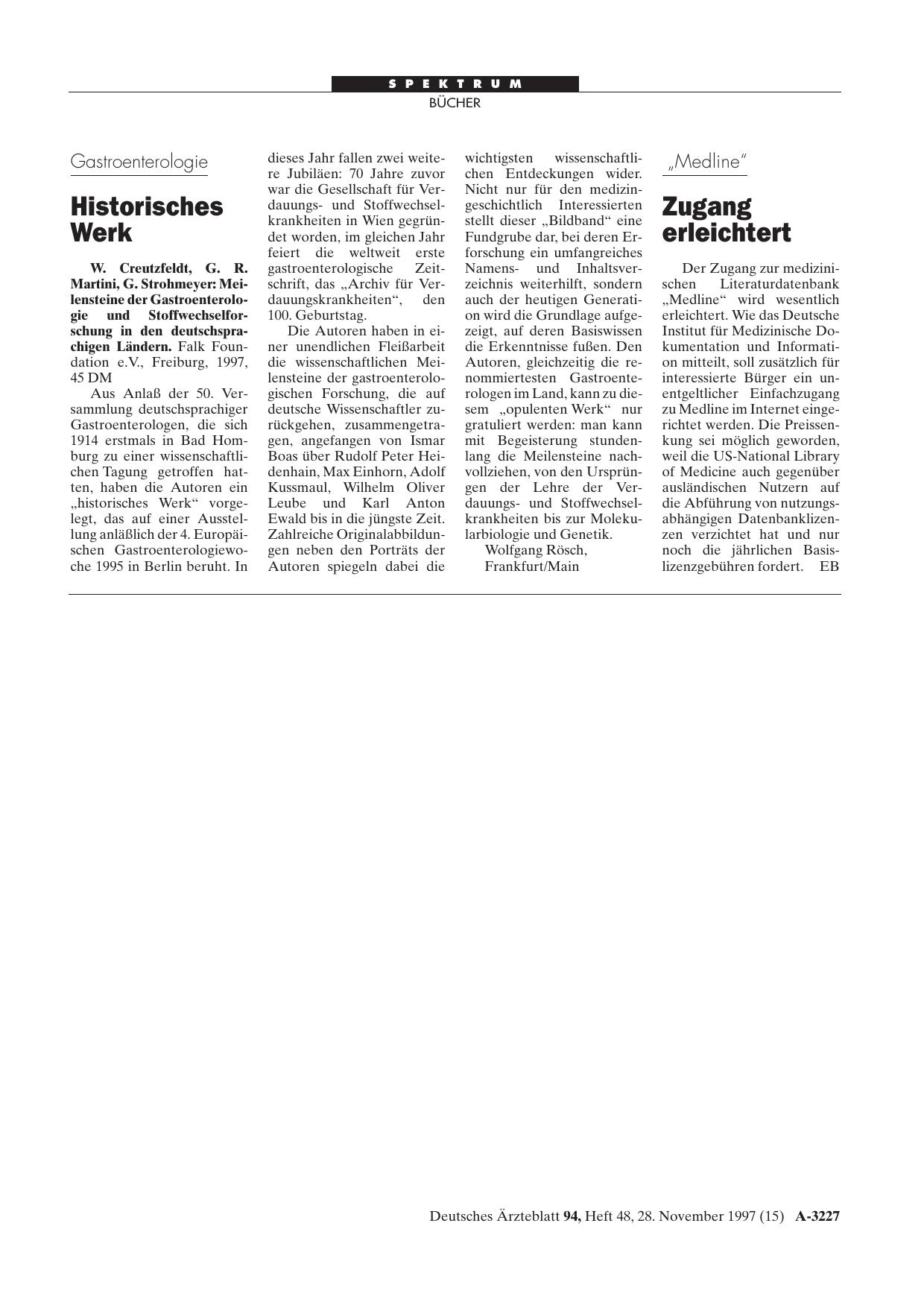 Vorschauseite 1: Meilensteine der Gastroenterologie und Stoffwechselforschung in den deutschsprachigen Ländern
