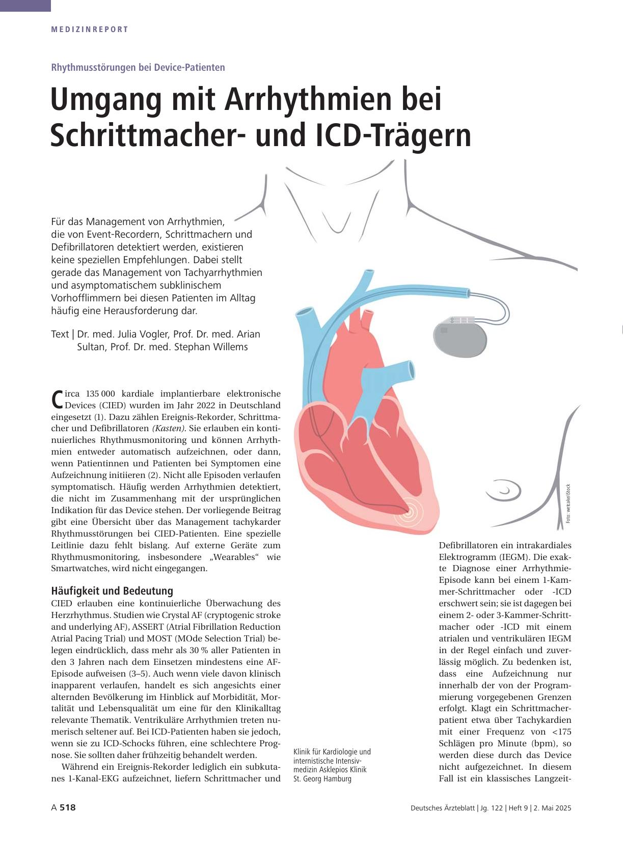 Vorschauseite 1: Rhythmusstörungen bei Device-Patienten: Umgang mit Arrhythmien bei Schrittmacherund ICD-Trägern