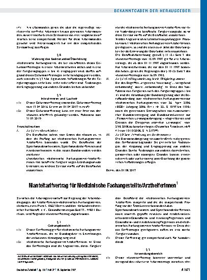 Vorschauseite 1: Manteltarifvertrag für Medizinische Fachangestellte/Arzthelferinnen