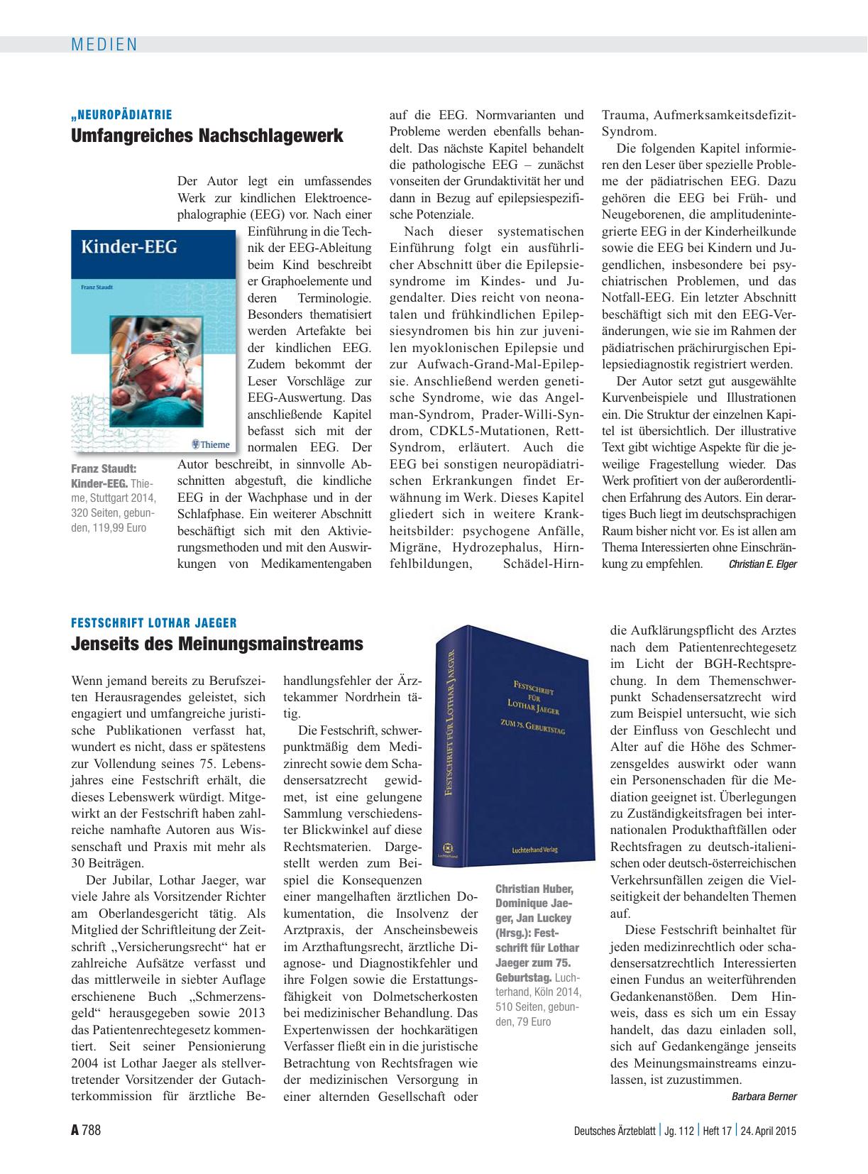 Vorschauseite 1: Festschrift Lothar Jaeger: Jenseits des Meinungsmainstreams