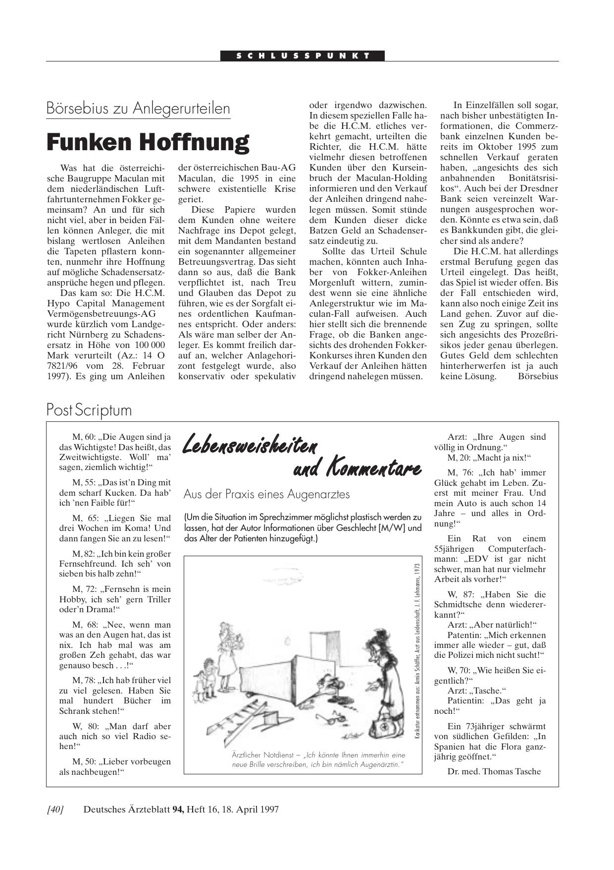 Vorschauseite 1: Börsebius zu Anlegerurteilen: Funken Hoffnung