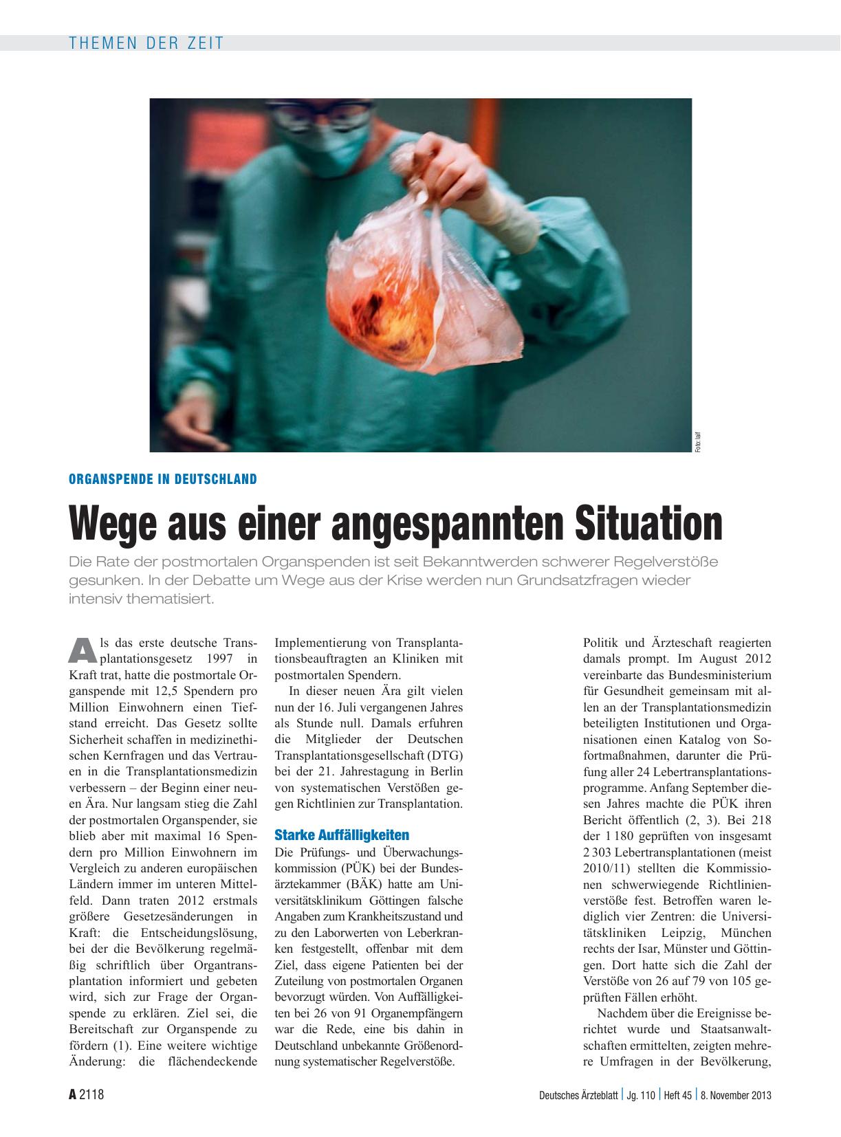 Vorschauseite 1: Organspende in Deutschland: Wege aus einer angespannten Situation