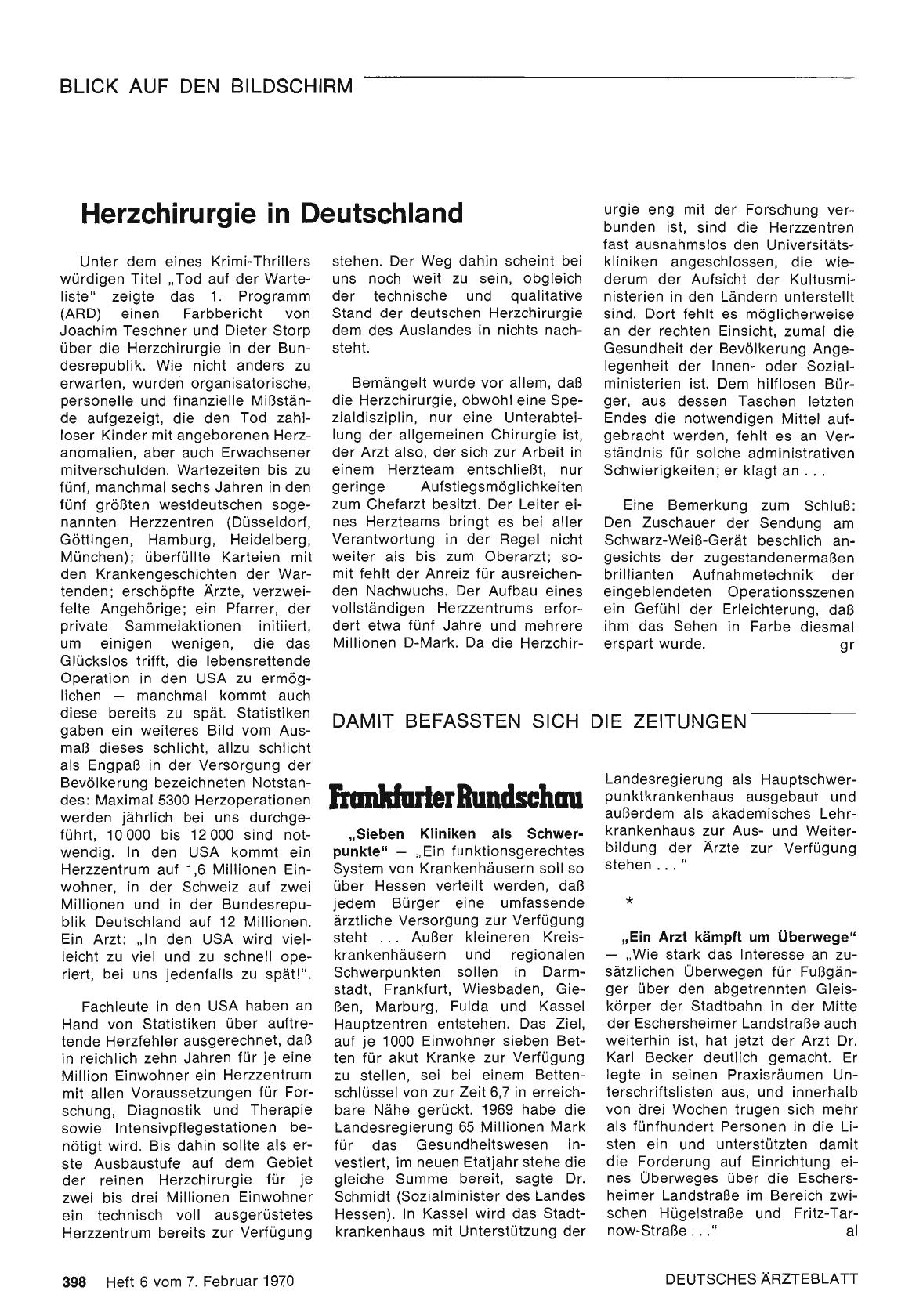 Vorschauseite 1: „Sieben Kliniken als Schwerpunkte"