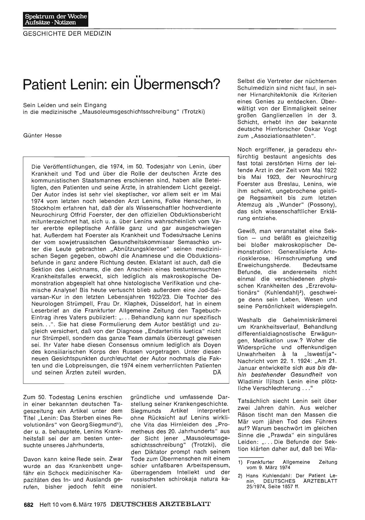 Vorschauseite 1: Patient Lenin: ein Übermensch?