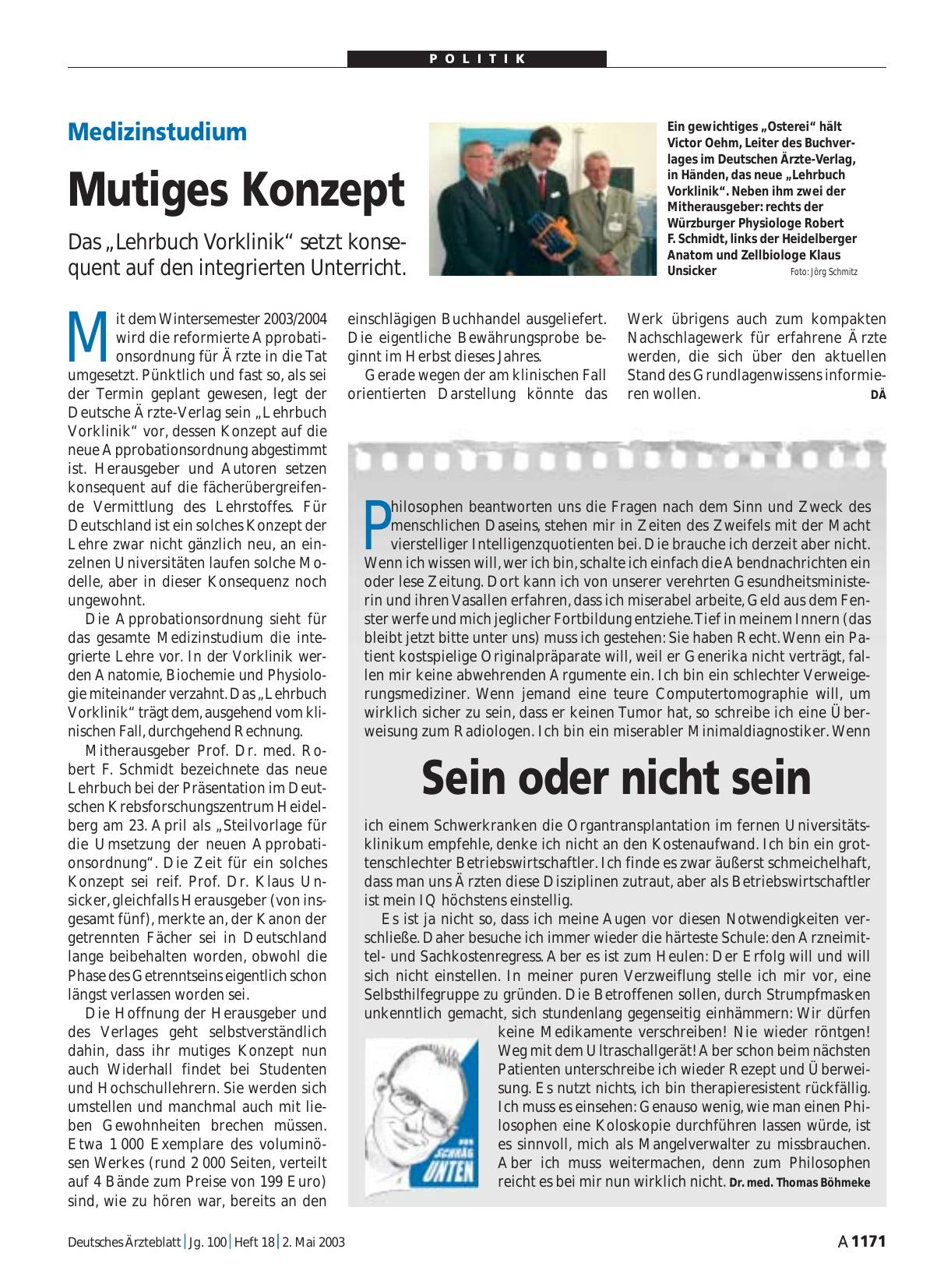 Vorschauseite 1: Medizinstudium: Mutiges Konzept