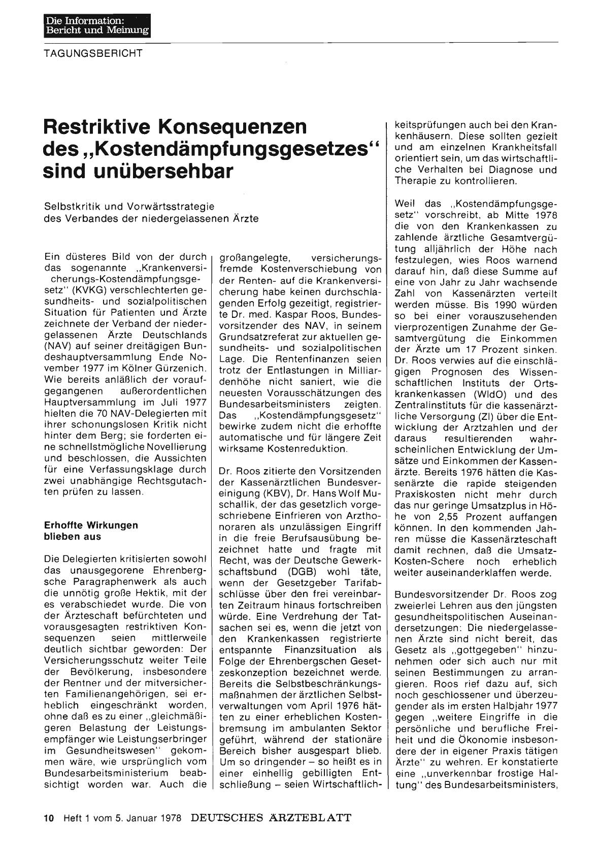 Vorschauseite 1: Restriktive Konsequenzen des „Kostendämpfungsgesetzes“ sind unübersehbar