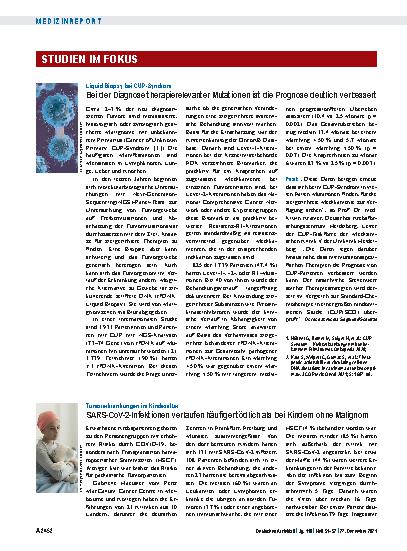 Vorschauseite 1: Liquid Biopsy bei CUP-Syndrom: Bei der Diagnose therapierelevanter Mutationen ist die Prognose deutlich verbessert