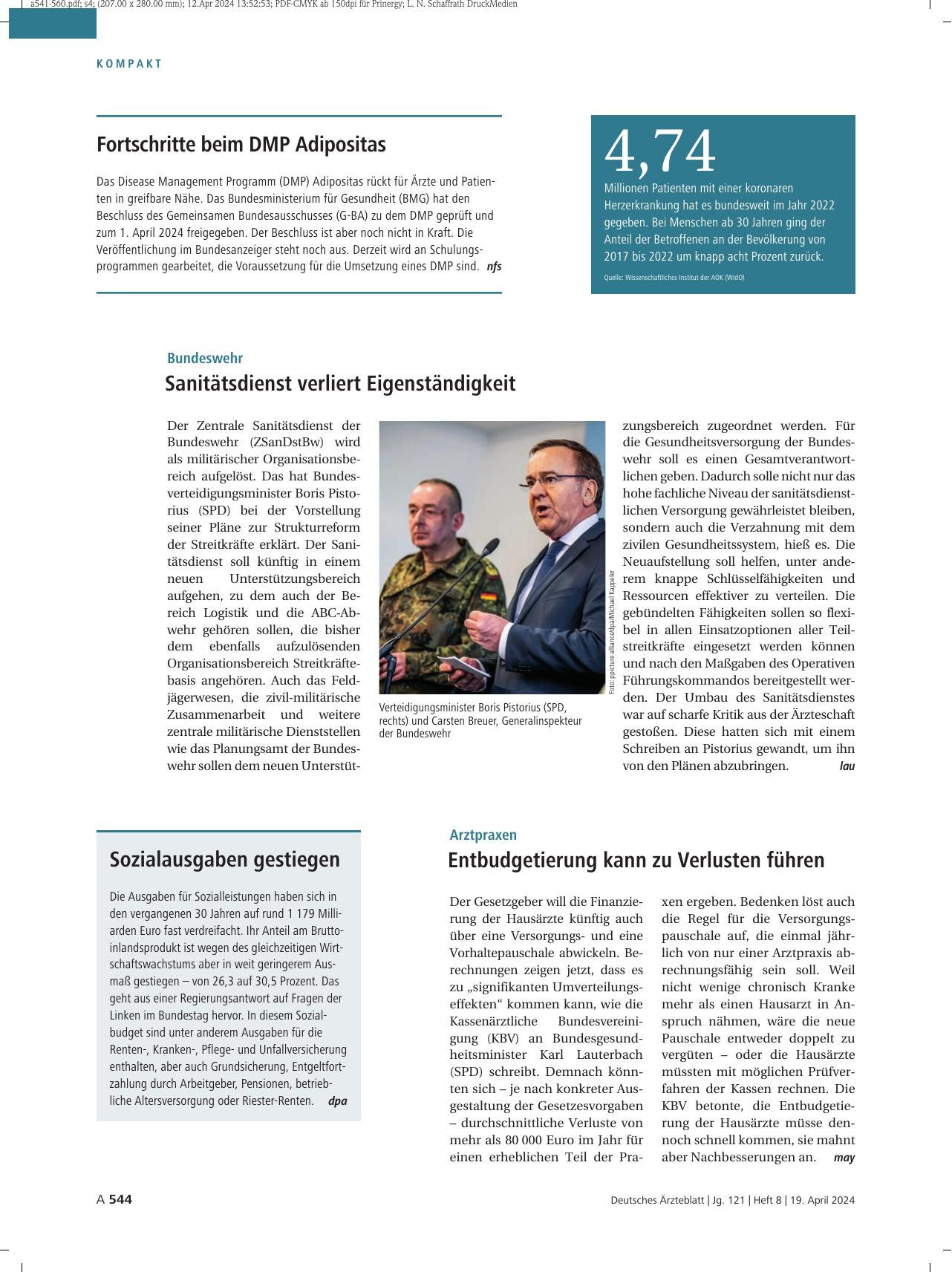 Vorschauseite 1: Sozialausgaben gestiegen