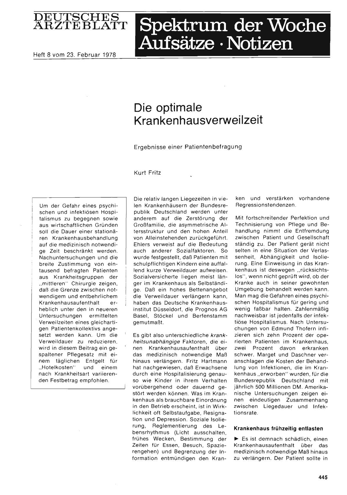 Vorschauseite 1: Die optimale Krankenhausverweilzeit