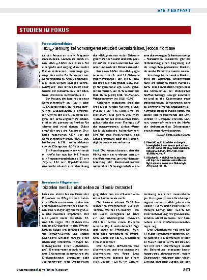Vorschauseite 1: Prägestationsdiabetes: HbA1c-Senkung bei Schwangeren reduziert Geburtsrisiken, jedoch nicht alle