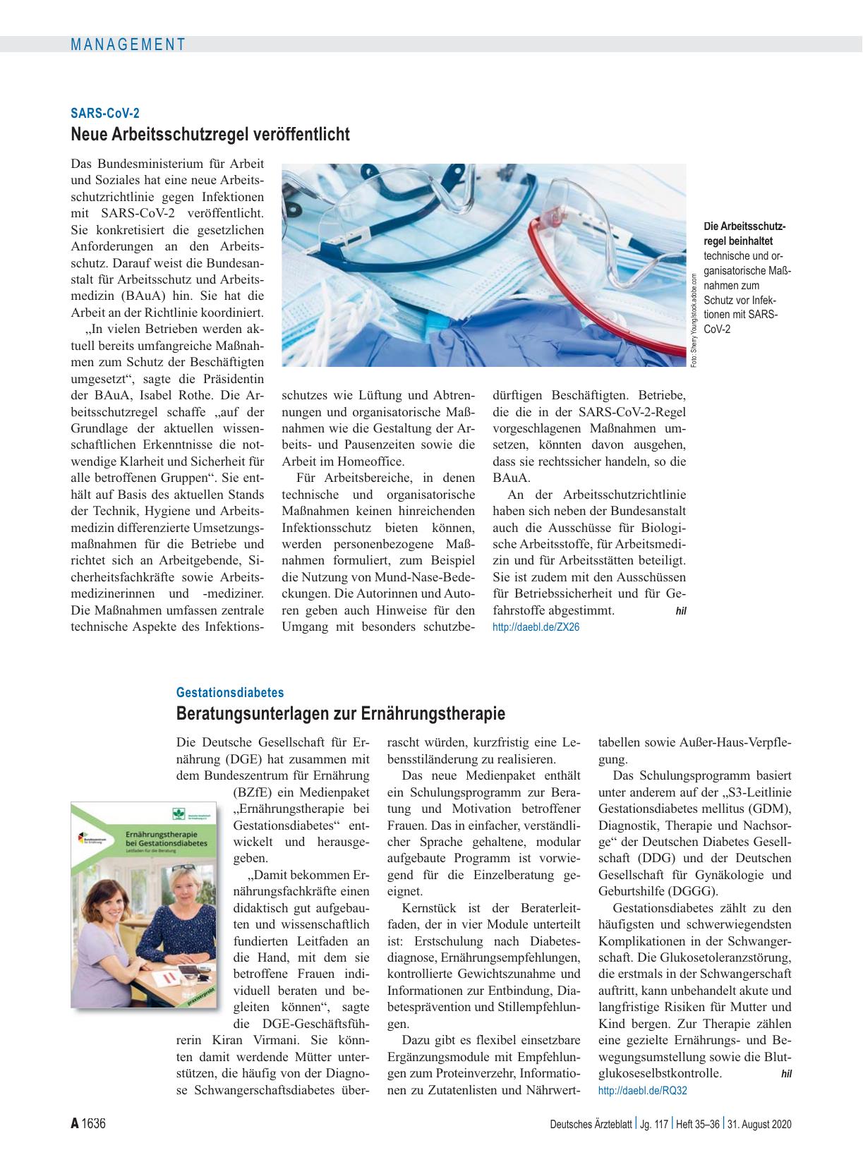 Vorschauseite 1: SARS-CoV-2: Neue Arbeitsschutzregel veröffentlicht