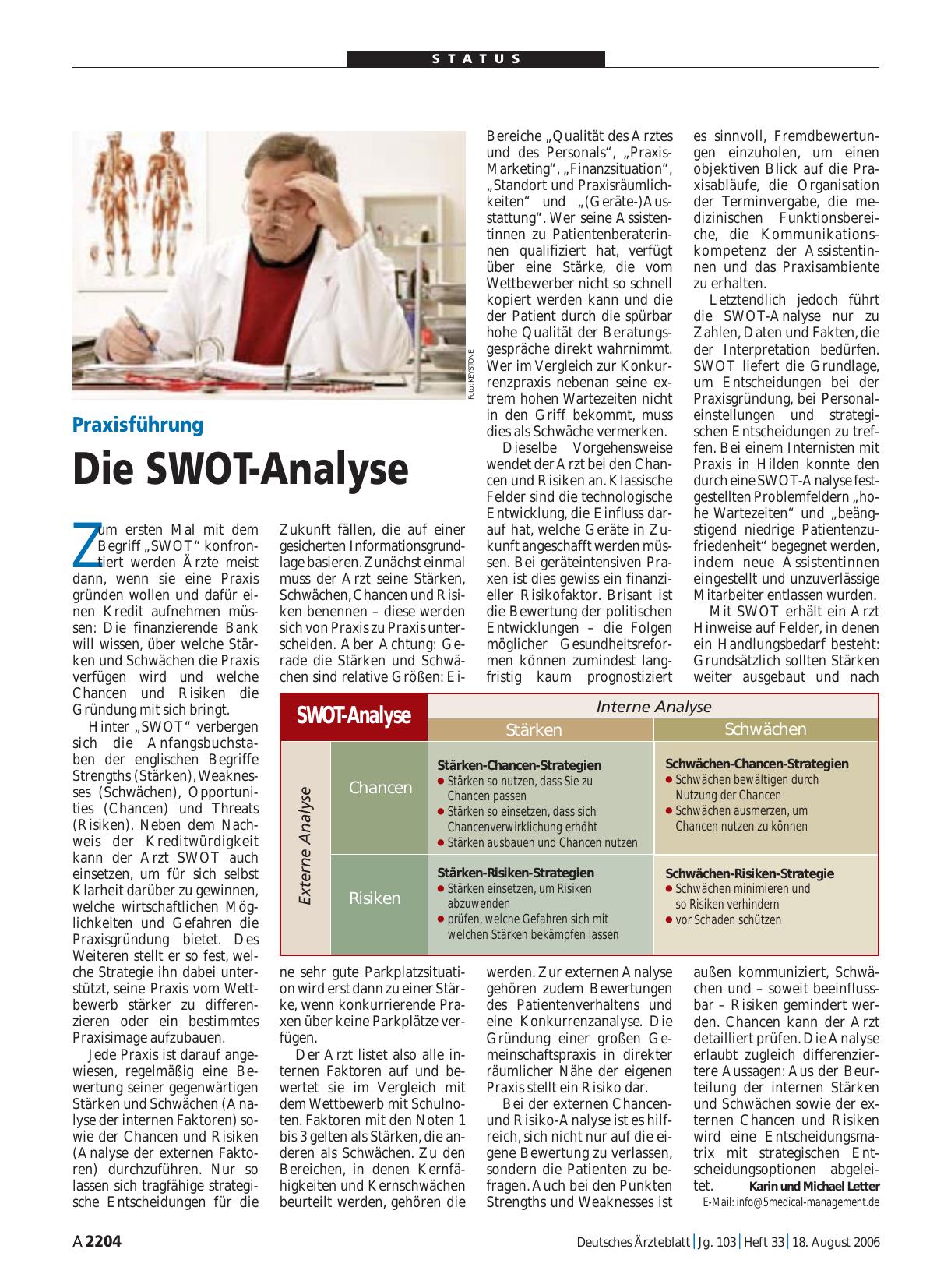 Vorschauseite 1: Praxisführung: Die SWOT-Analyse
