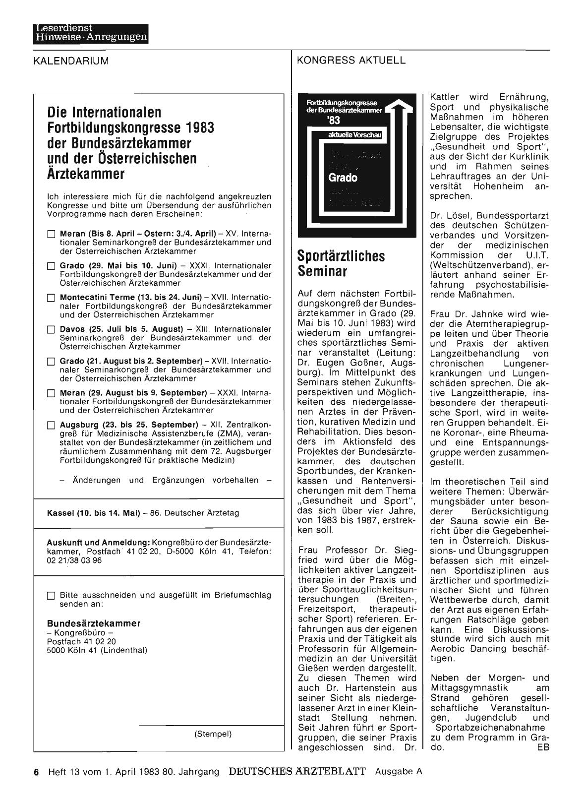 Vorschauseite 1: Grado: Sportärztliches Seminar