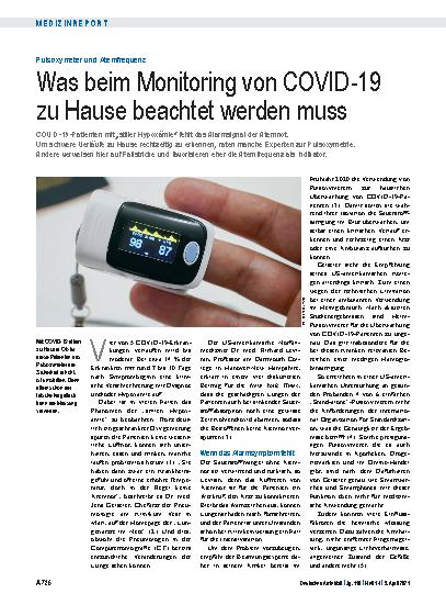Vorschauseite 1: Pulsoxymeter und Atemfrequenz: Was beim Monitoring von COVID-19 zu Hause beachtet werden muss