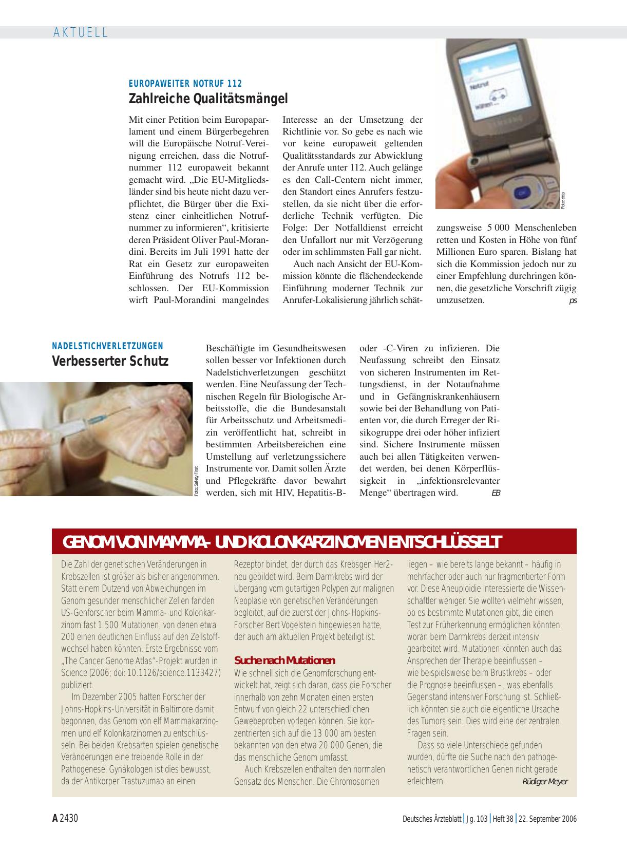Vorschauseite 1: Europaweiter Notruf 112: Zahlreiche Qualitätsmängel