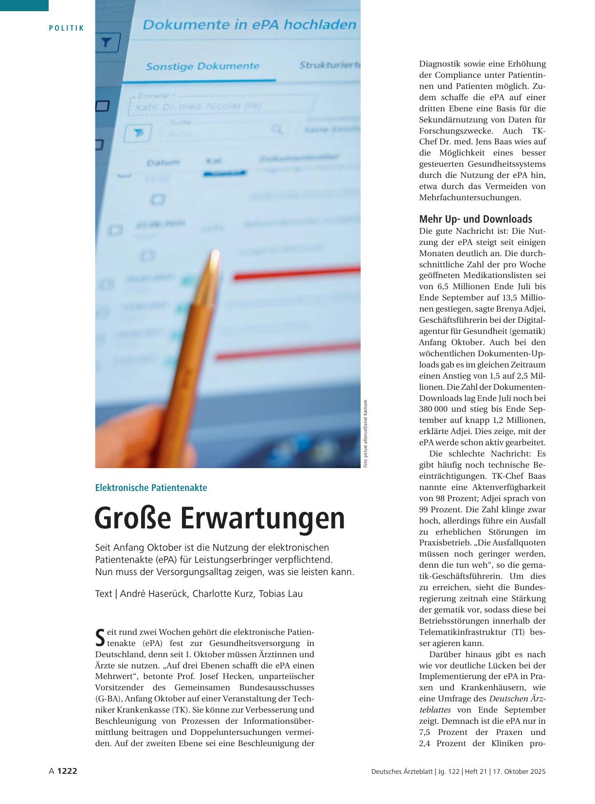 Vorschauseite 1: Elektronische Patientenakte: Große Erwartungen
