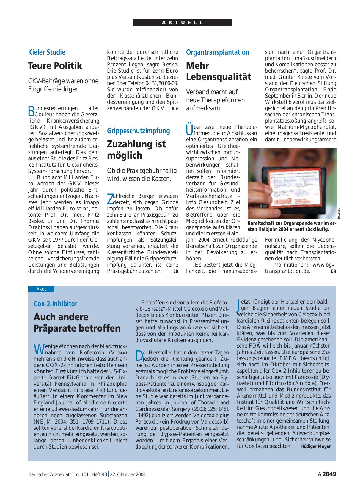 Vorschauseite 1: Organtransplantation: Mehr Lebensqualität