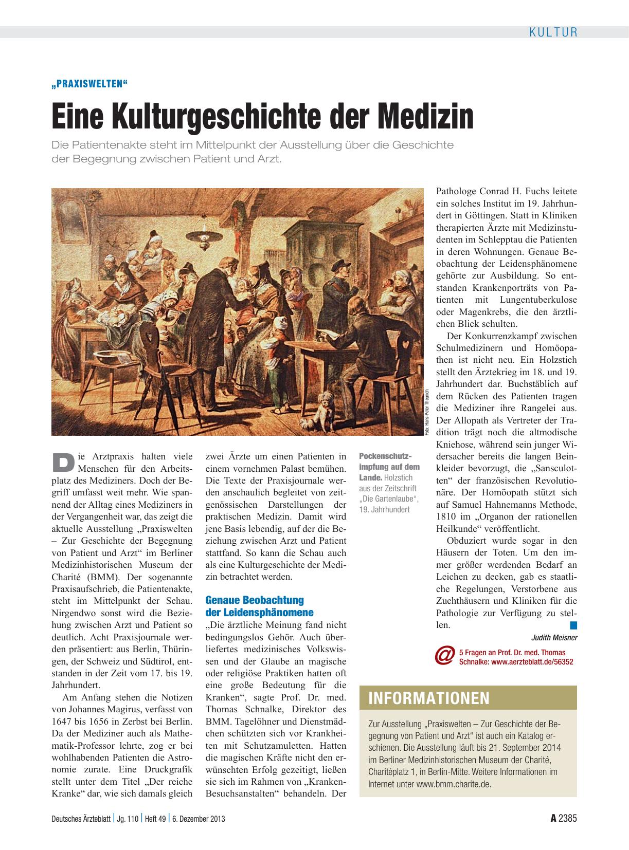 Vorschauseite 1: „Praxiswelten“: Eine Kulturgeschichte der Medizin