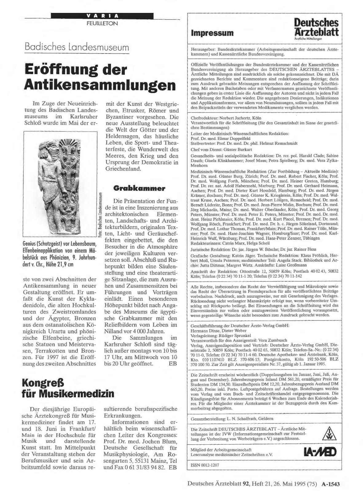 Vorschauseite 1: Badisches Landesmuseum: Eröffnung der Antikensammlungen