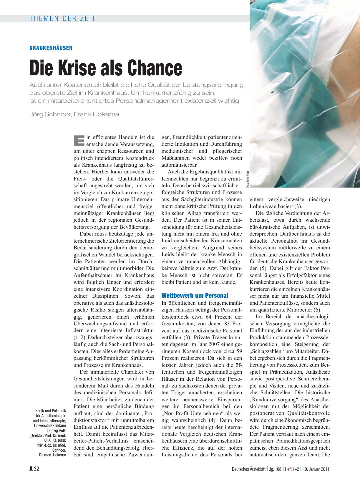 Vorschauseite 1: Krankenhäuser: Die Krise als Chance
