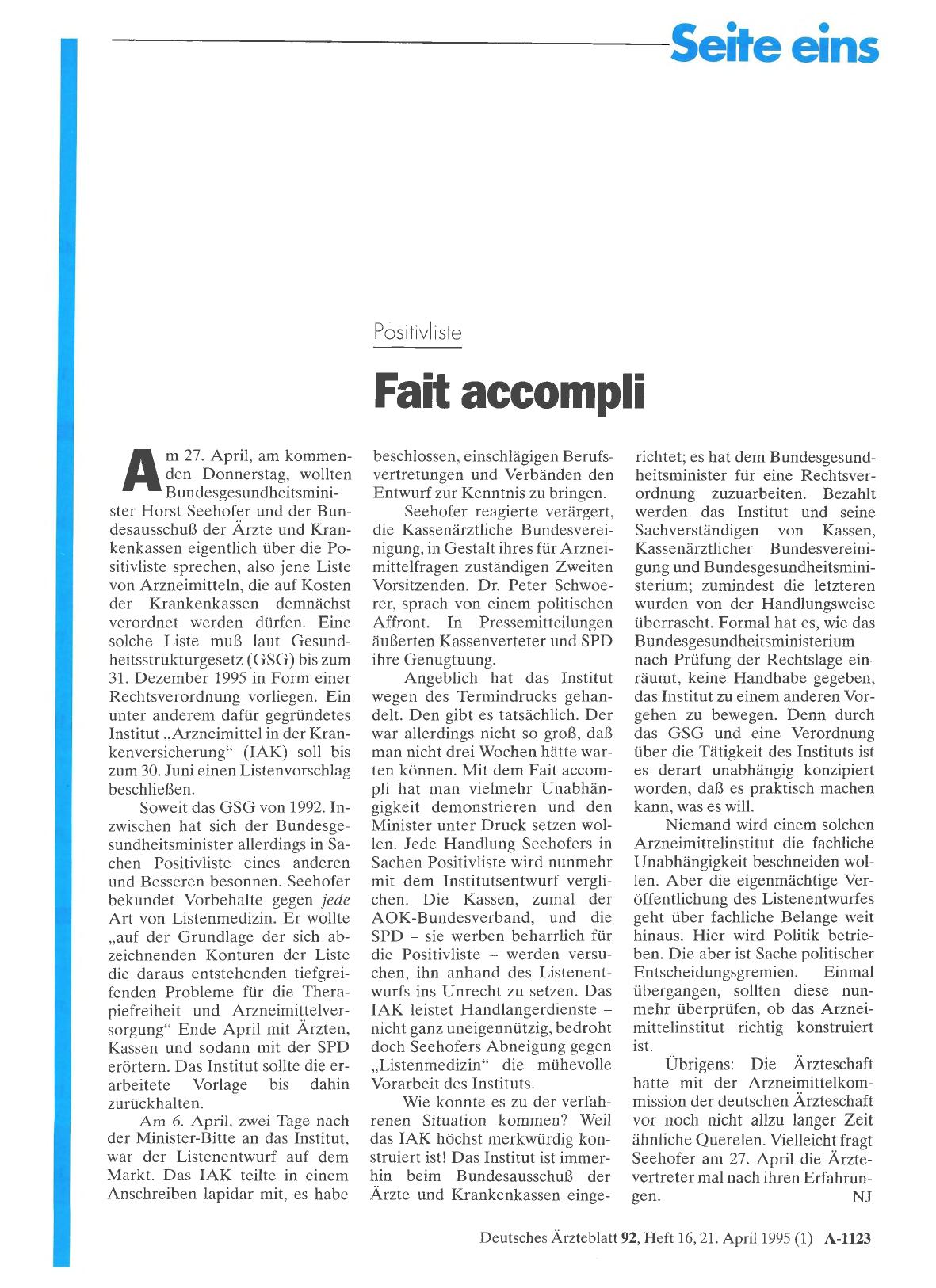 Vorschauseite 1: Positivliste: Fait accompli