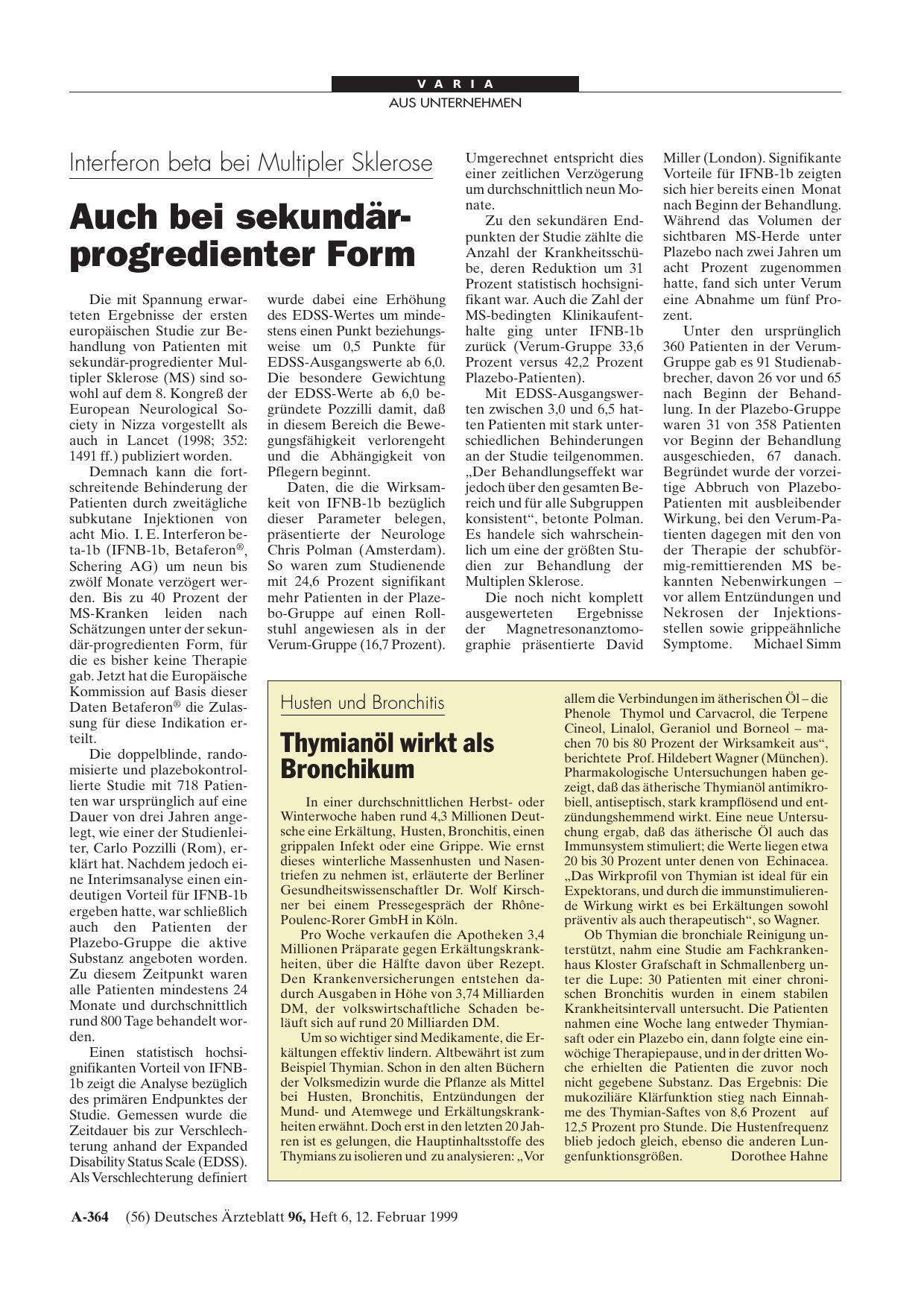Vorschauseite 1: Husten und Bronchitis: Thymianöl wirkt als Bronchikum
