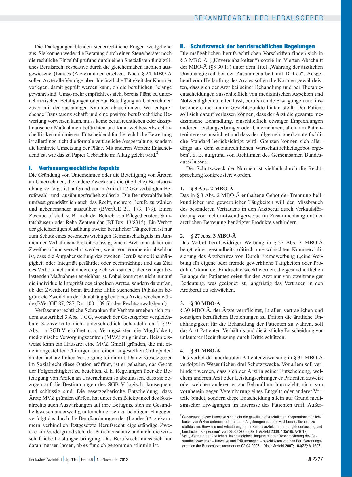 Vorschauseite 2: Unternehmerische Betätigungen von Ärztinnen und Ärzten und Beteiligung an Unternehmen*