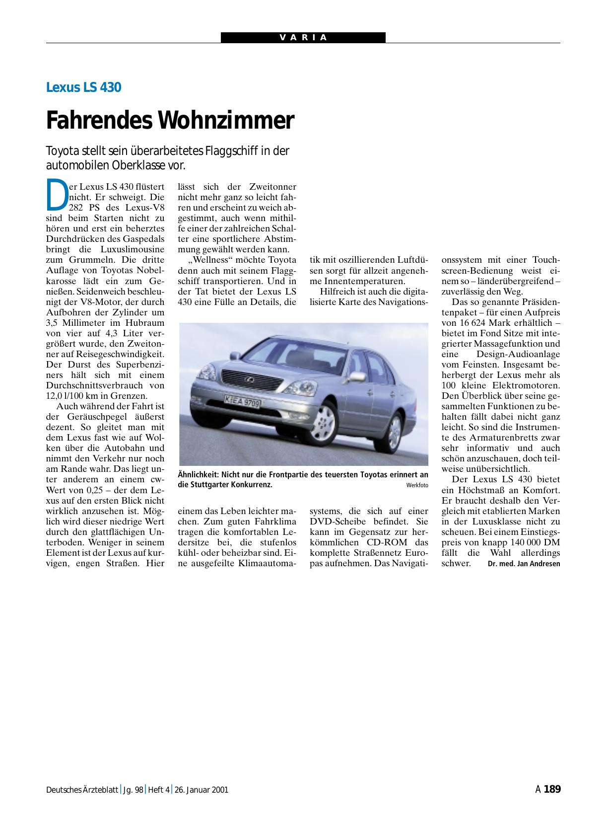 Vorschauseite 1: Lexus LS 430: Fahrendes Wohnzimmer