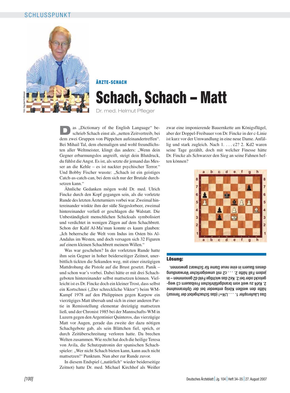 Vorschauseite 1: Ärzte-Schach: Schach, Schach – Matt