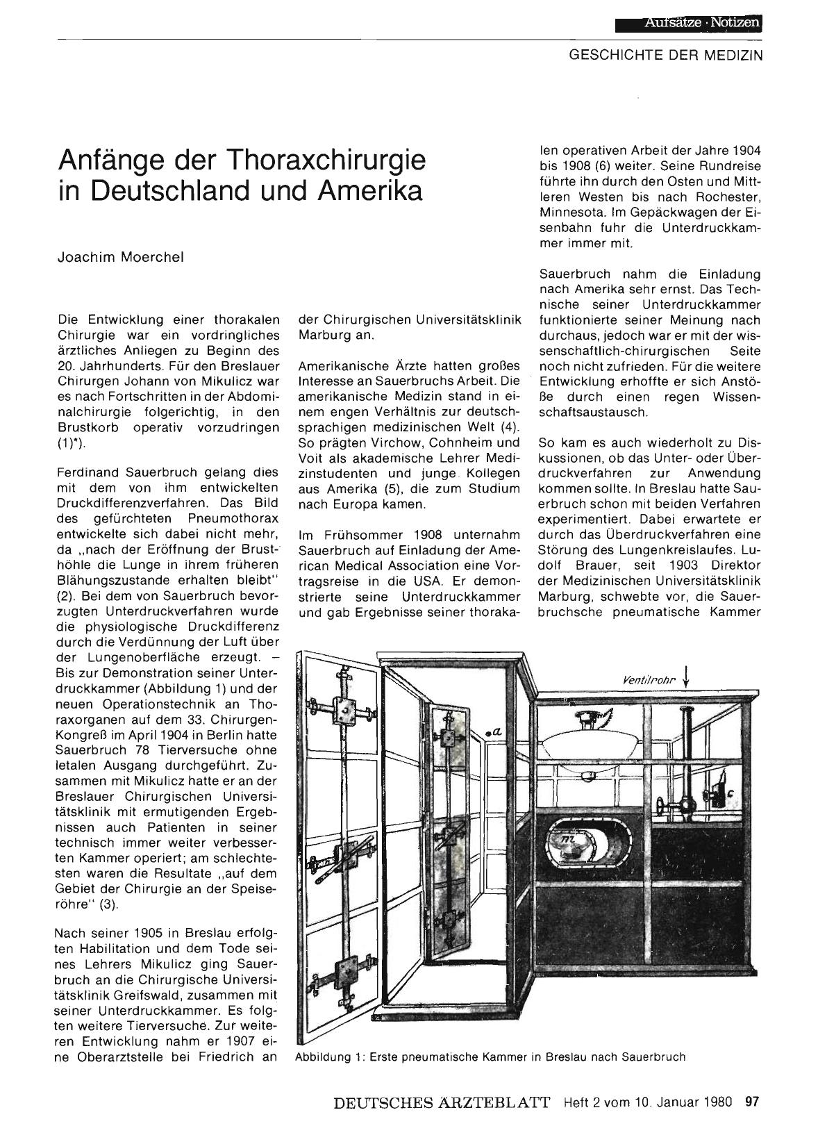 Vorschauseite 1: Anfänge der Thoraxchirurgie in Deutschland und Amerika