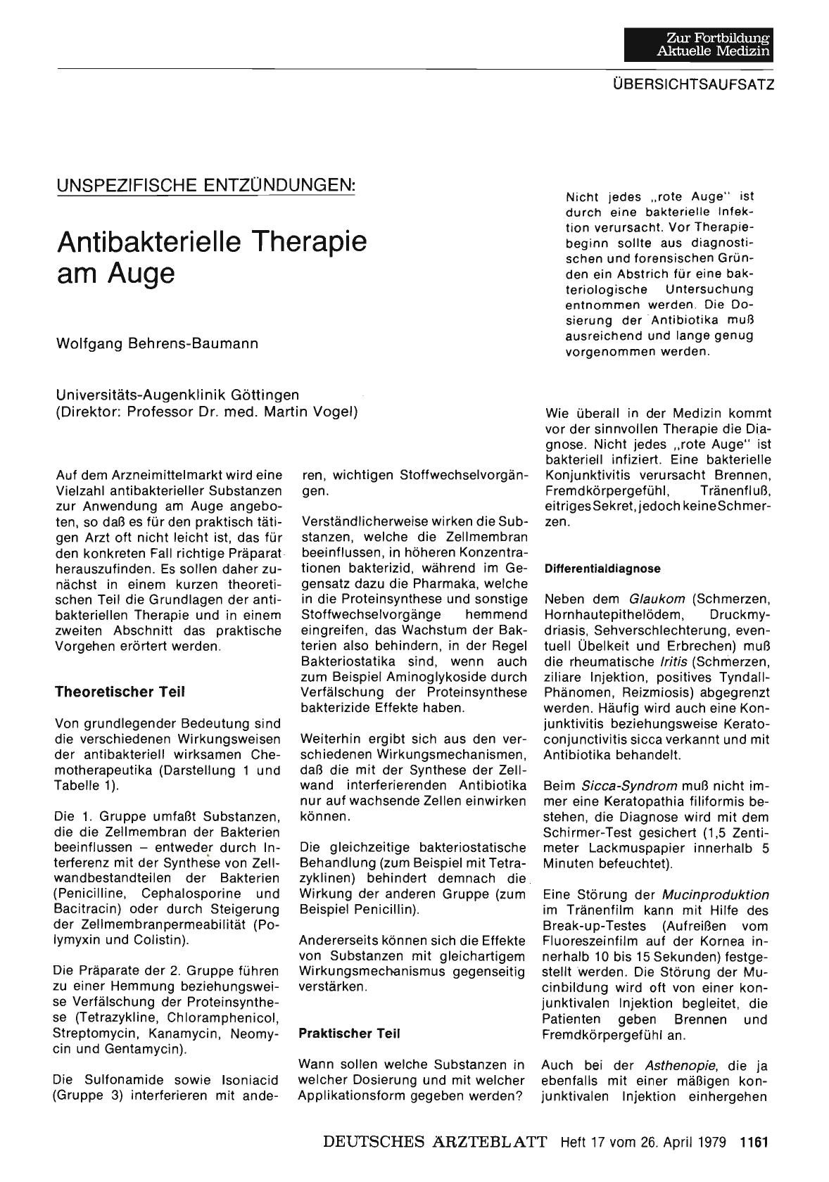 Vorschauseite 1: Unspezifische Entzündungen: Antibakterielle Therapie am Auge