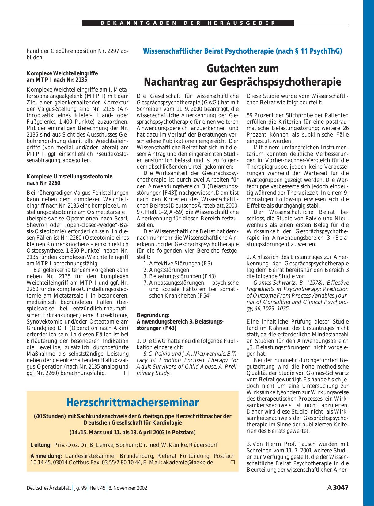Vorschauseite 1: Herzschrittmacherseminar