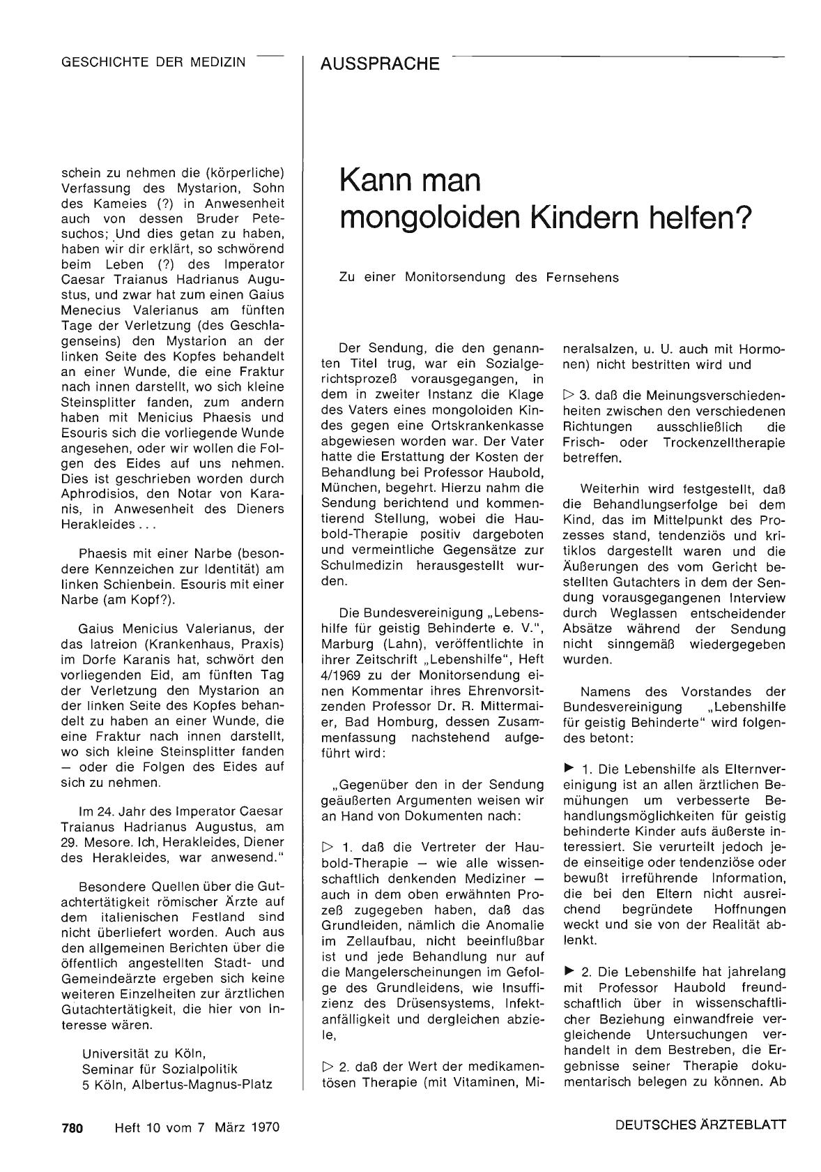 Vorschauseite 1: Kann man mongoloiden Kindern helfen?