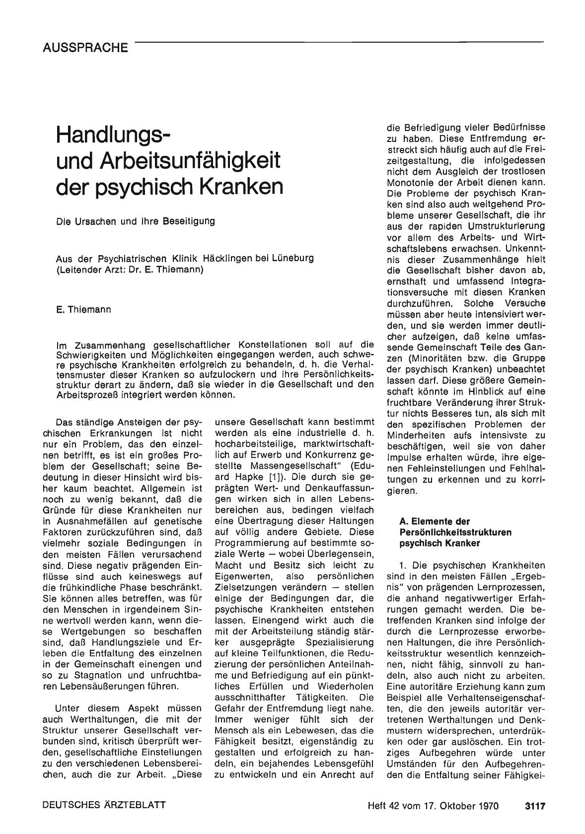 Vorschauseite 1: Handlungsund Arbeitsunfähigkeit der psychisch Kranken