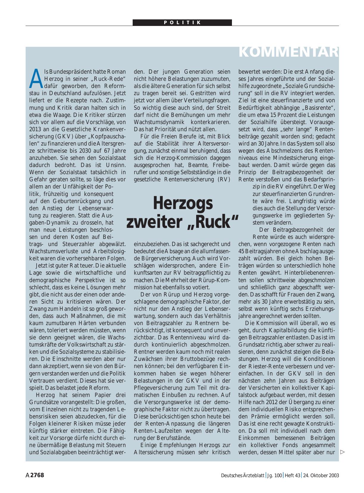Vorschauseite 1: Herzogs zweiter „Ruck“