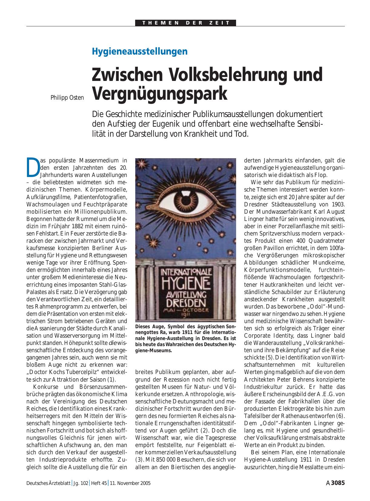Vorschauseite 1: Hygieneausstellungen: Zwischen Volksbelehrung und Vergnügungspark