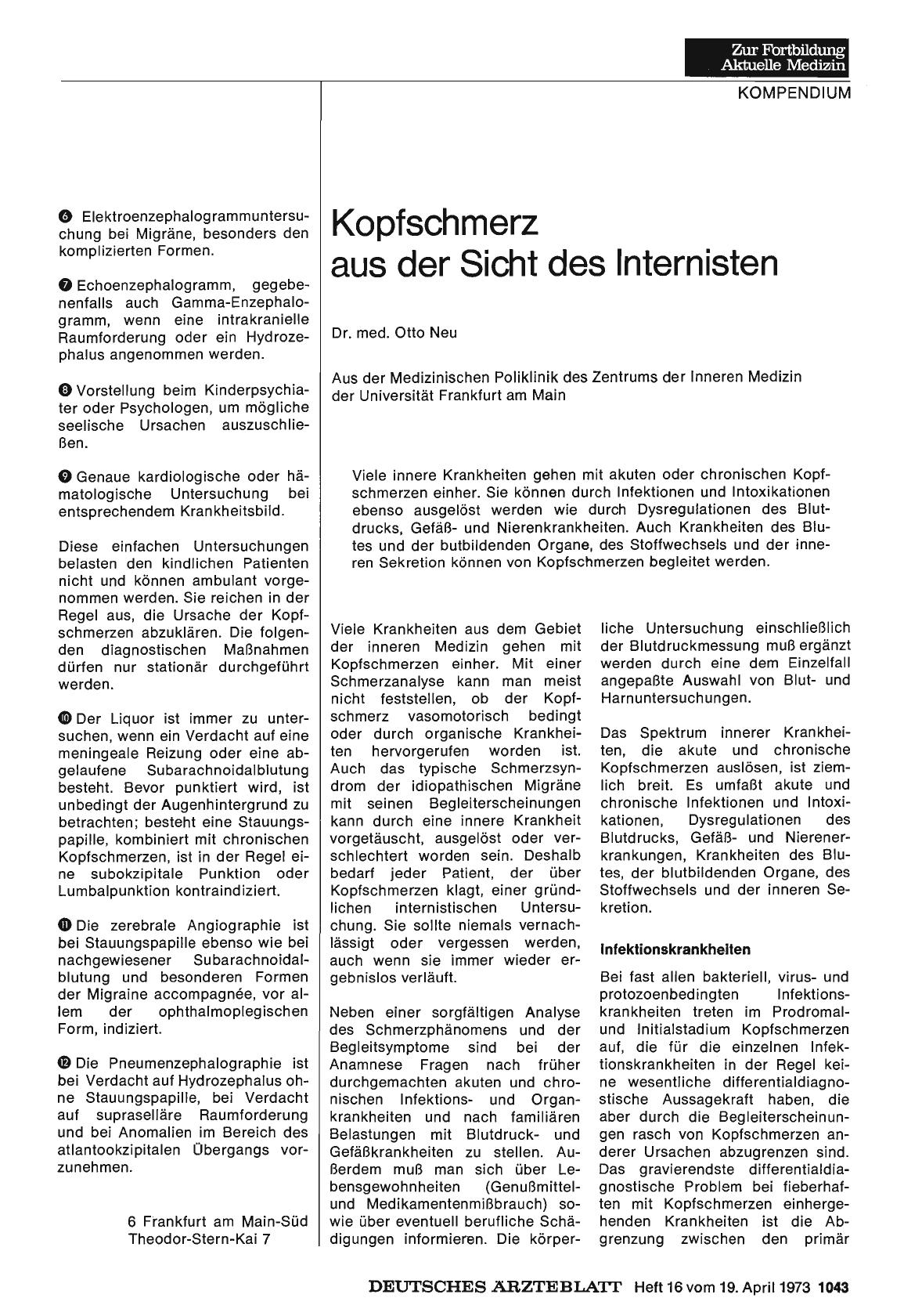 Vorschauseite 1: Kopfschmerz aus der Sicht des Internisten