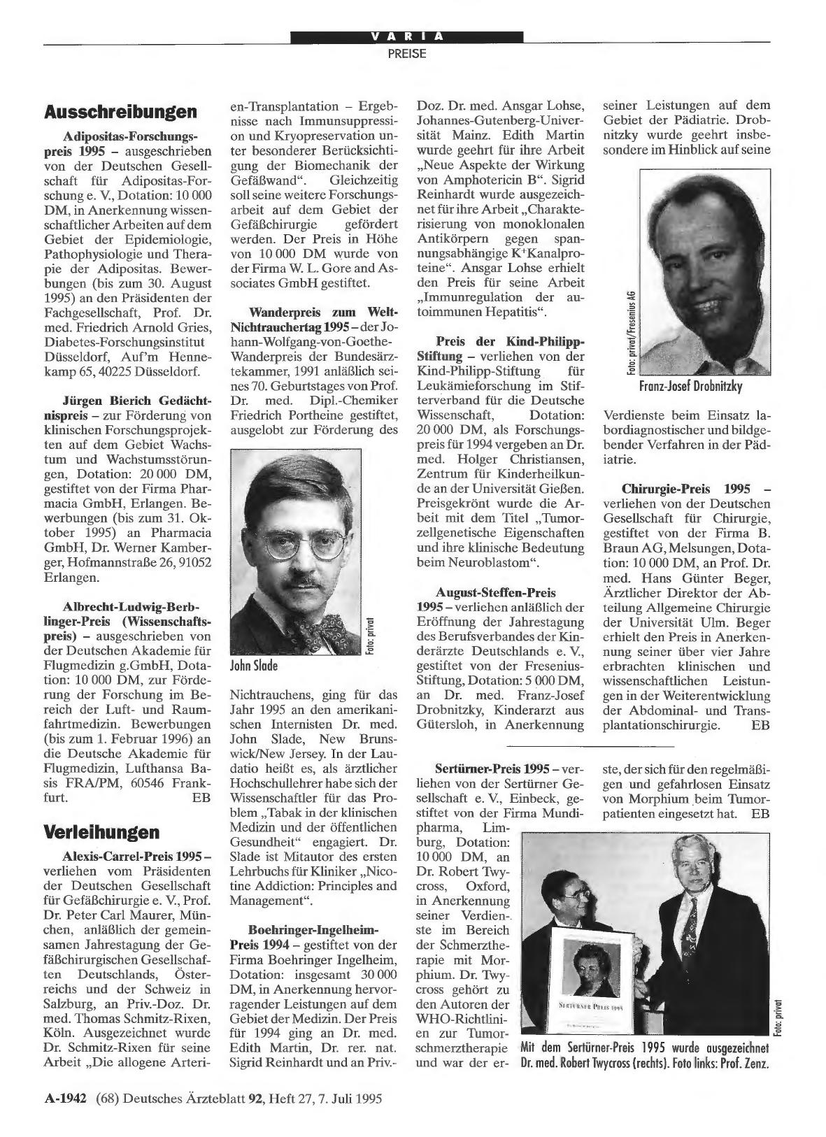 Vorschauseite 1: Verleihungen