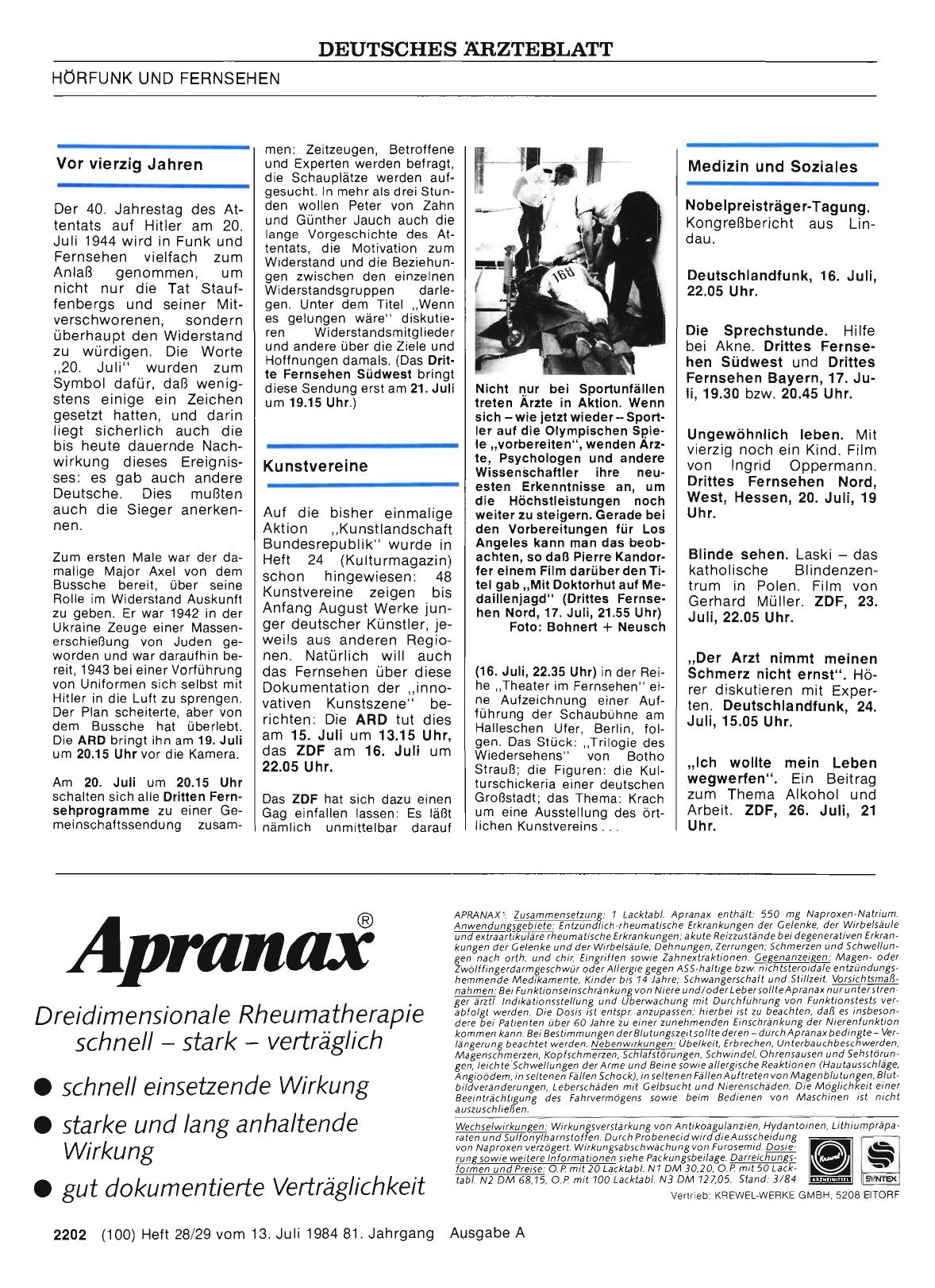 Vorschauseite 1: Vor vierzig Jahren / Kunstvereine/ Medizin und Soziales