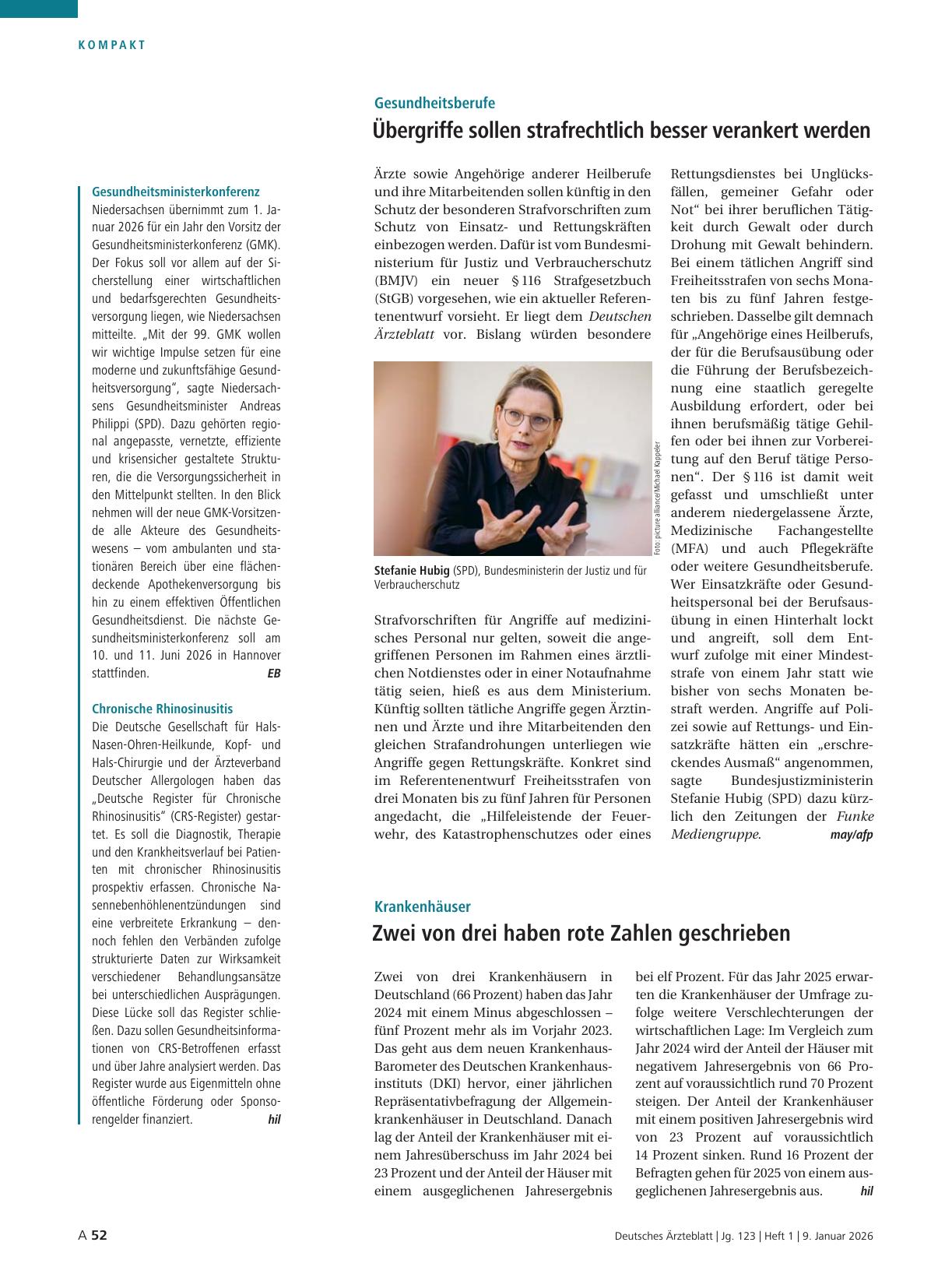 Vorschauseite 1: Gesundheitsministerkonferenz / Chronische Rhinosinusitis