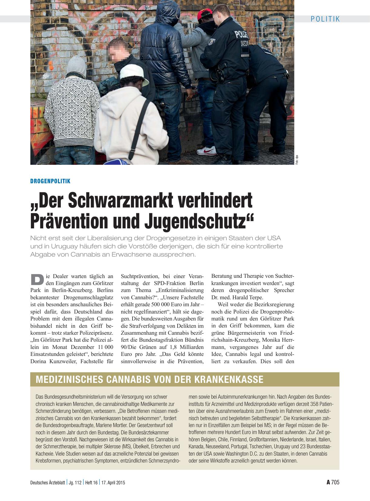 Vorschauseite 1: Drogenpolitik: „Der Schwarzmarkt verhindert Prävention und Jugendschutz“