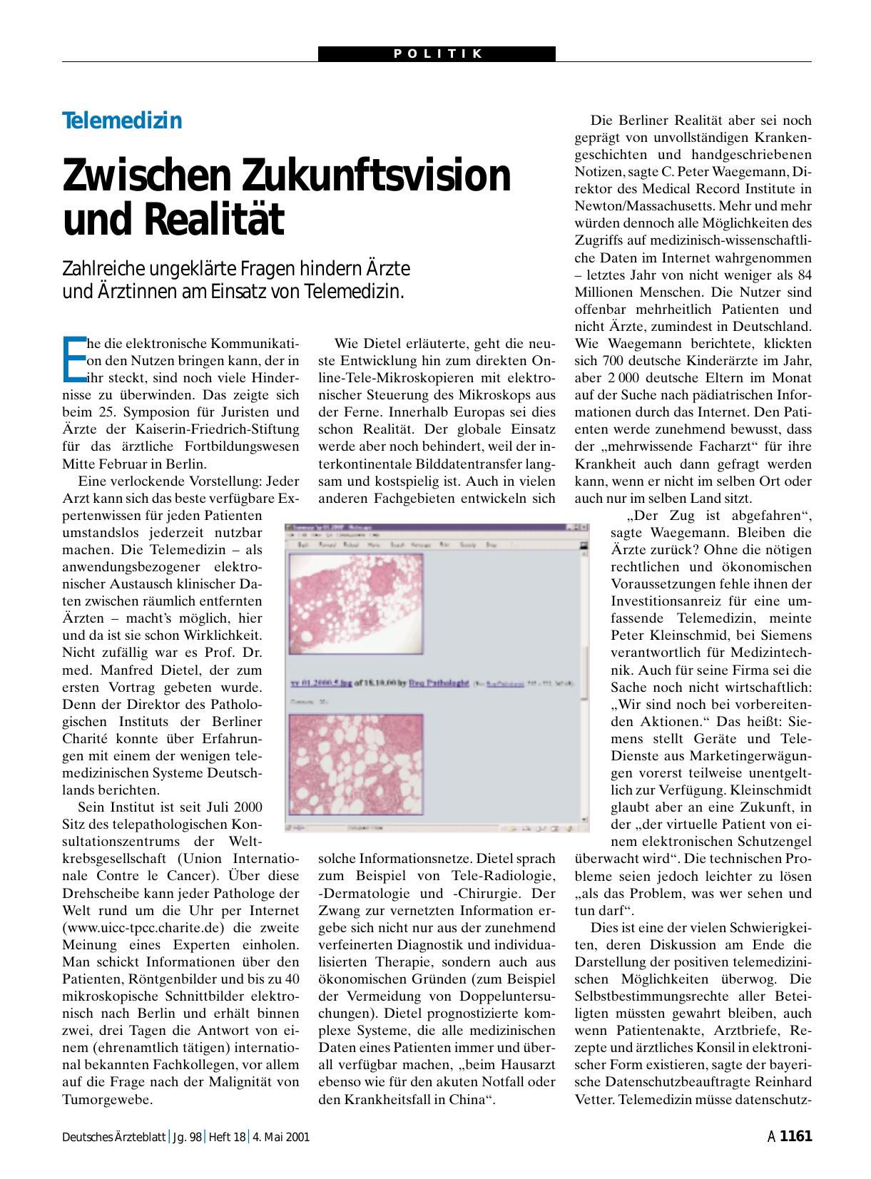 Vorschauseite 1: Telemedizin: Zwischen Zukunftsvision und Realität