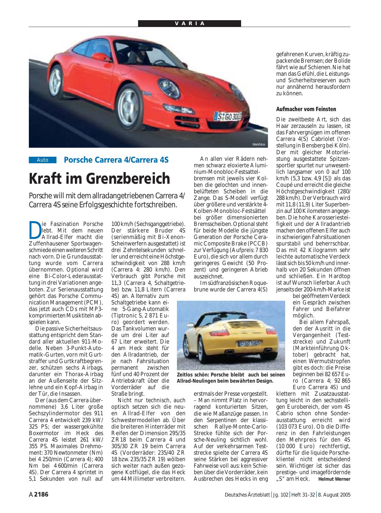 Vorschauseite 1: Porsche Carrera 4/Carrera 4S: Kraft im Grenzbereich