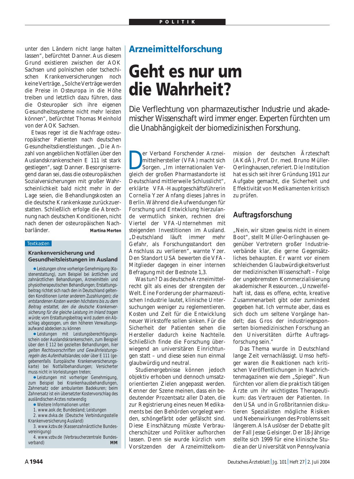 Vorschauseite 1: Arzneimittelforschung: Geht es nur um die Wahrheit?