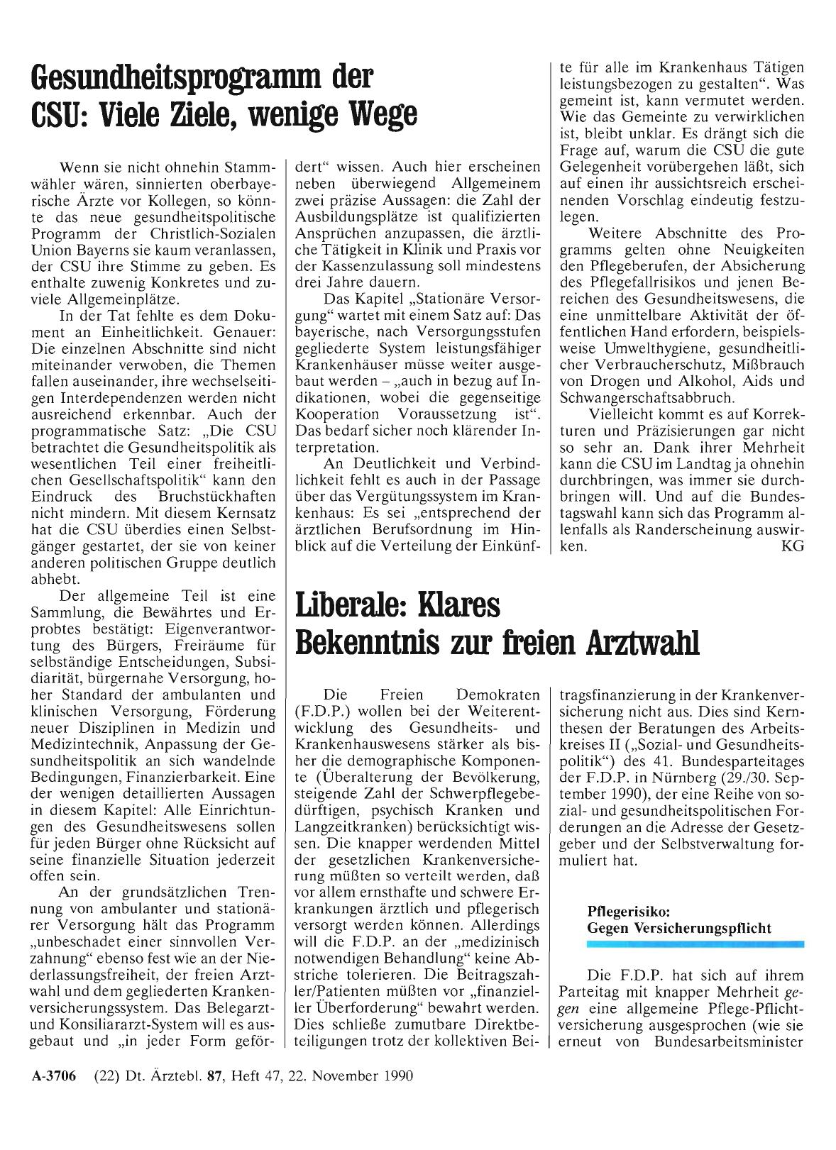 Vorschauseite 1: Liberale: Klares Bekenntnis zur freien Arztwahl
